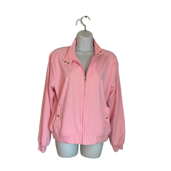 Vintage NOS Izod Ladies Bubble Gum Pink Golf Full Zip Jacket Size large #1072 - Picture 1 of 5